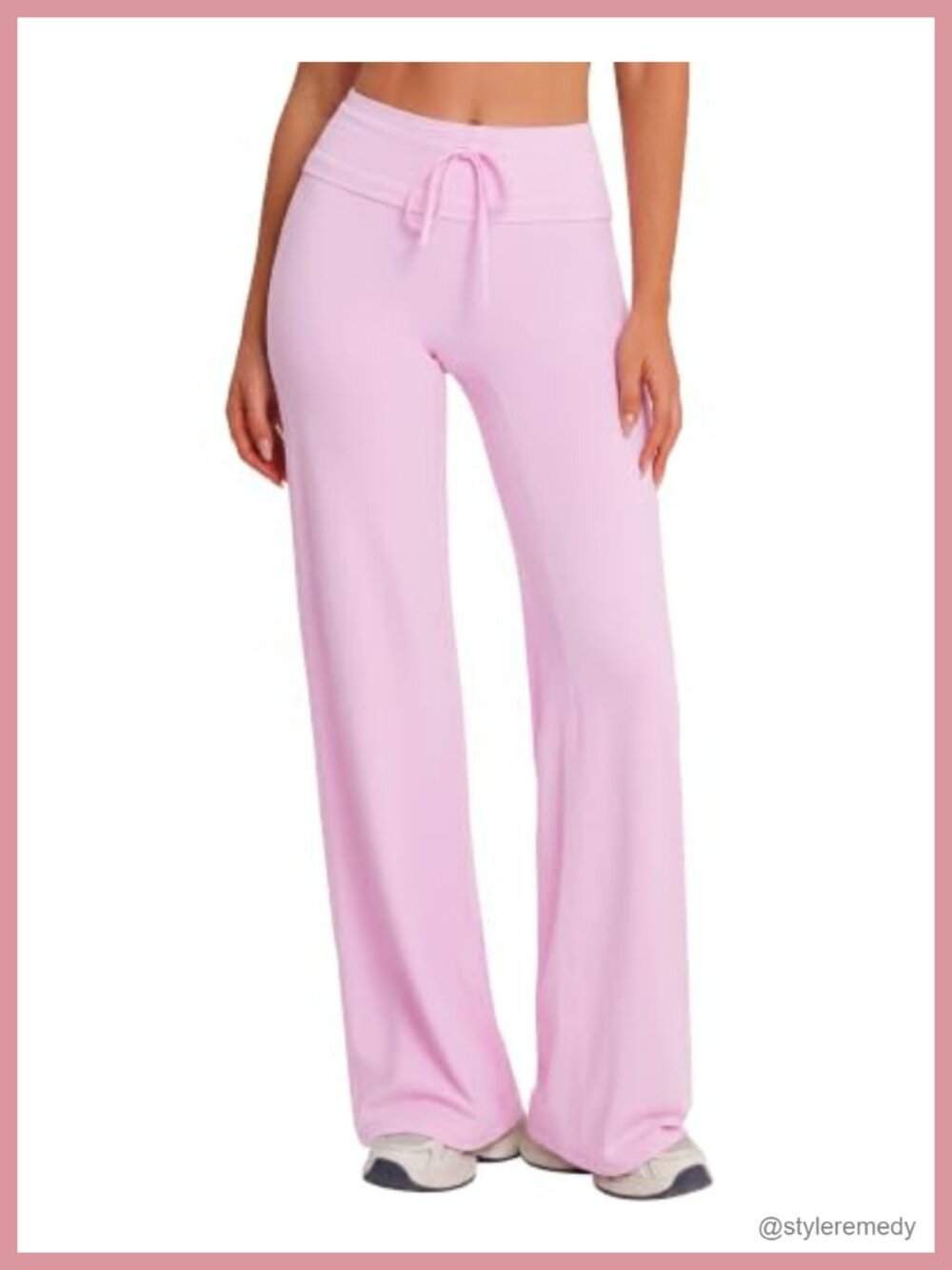 Wide Leg Yoga Pants High Waisted Workout Leggings with Drawstring Booty Lifting